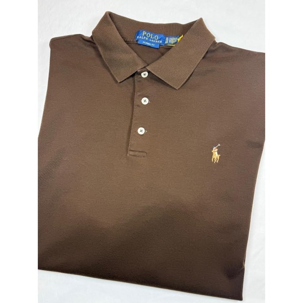 Polo Ralph Lauren Golf Polo Shirt Size XL Soft Cotton Brown Pony Preppy